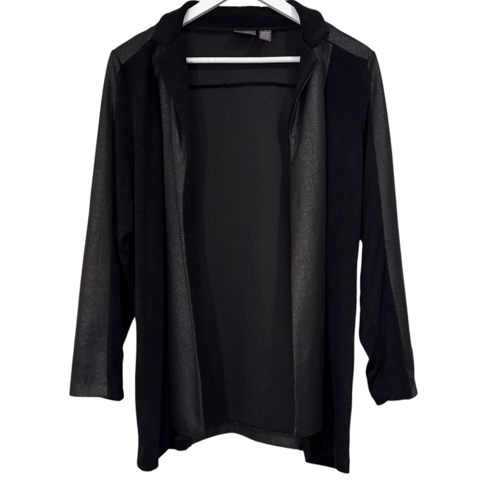 Travelers by Chicos Black Open Cardigan Jacket Size 8/10